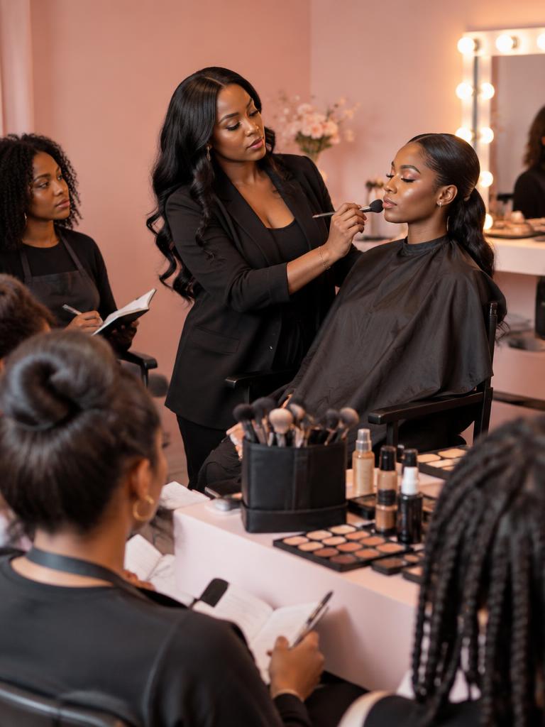 Instructor leading a makeup masterclass